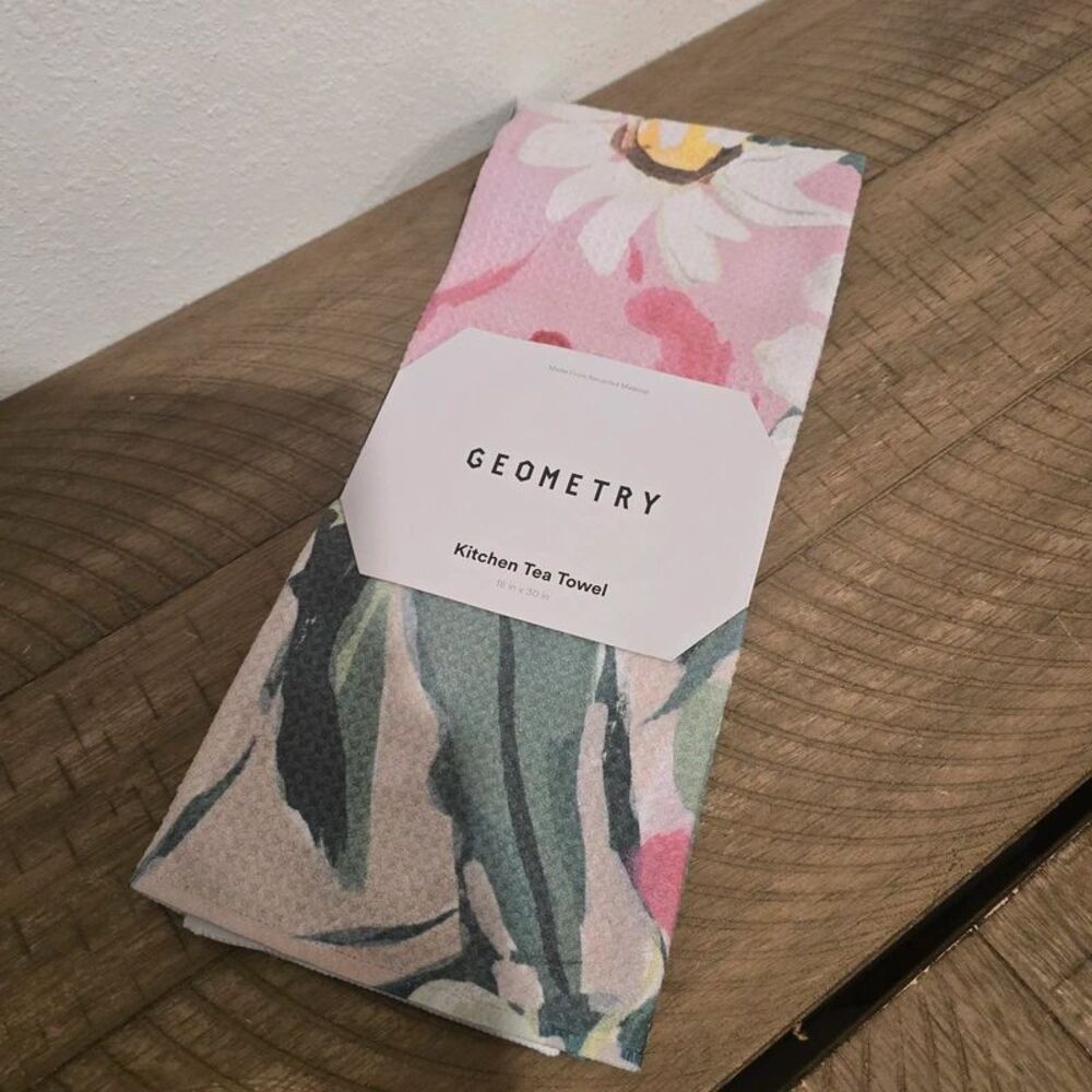 Geometry Blossoms Kitchen Tea Towel Anee Shah 18x30 Floral New